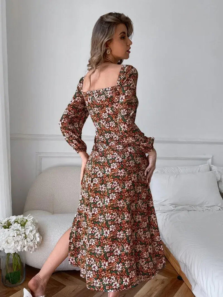 Floral Dress with Heart Cutout Detail