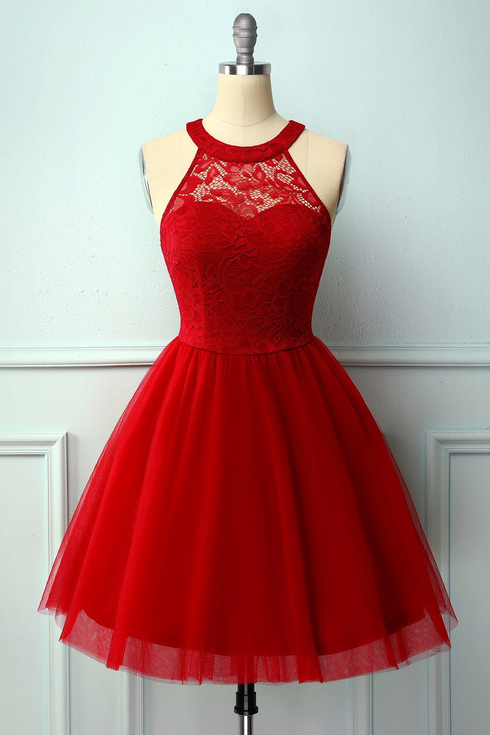Burgundy Halter Dress for Confirmation Celebration