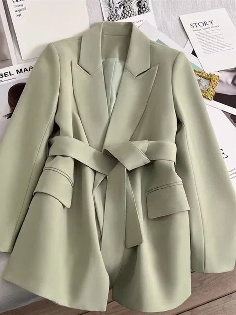 Emilia Waist-Belted Blazer with Pockets