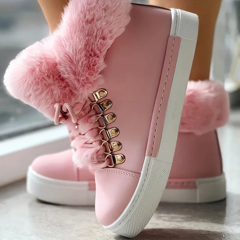 Stylish Lace-Up Padded Ankle Booties