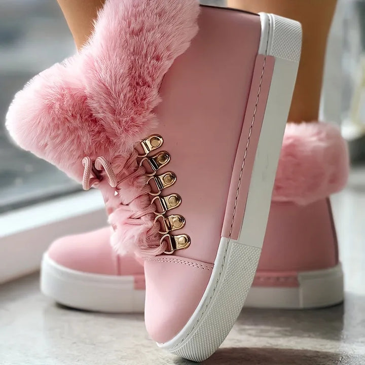 Stylish Lace-Up Padded Ankle Booties
