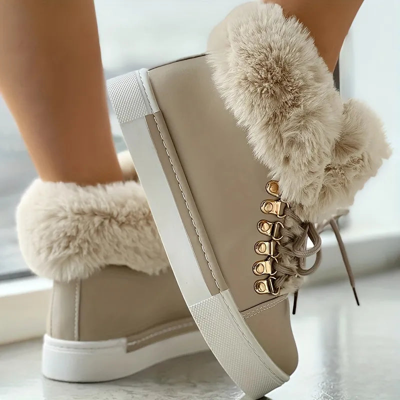 Stylish Lace-Up Padded Ankle Booties