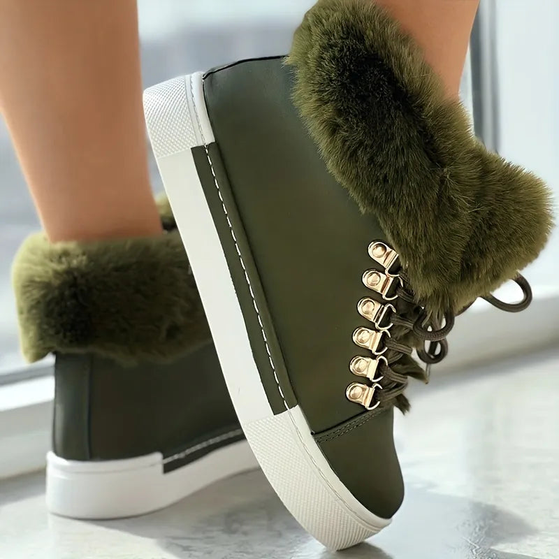 Stylish Lace-Up Padded Ankle Booties