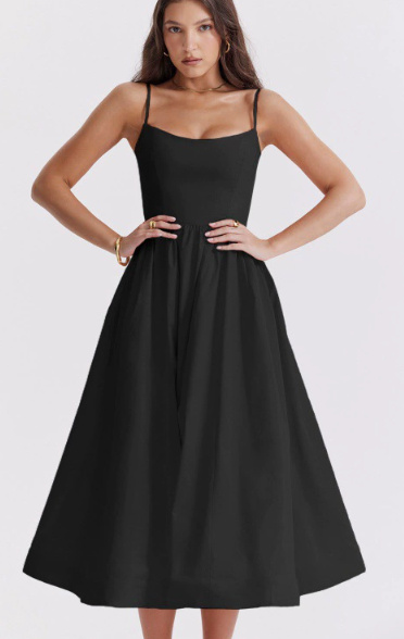 Stylish Midi Dress with Sophisticated Back Lacing Detail