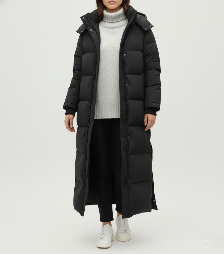 Plus Size Women's Extended Length Quilted Maxi Coat