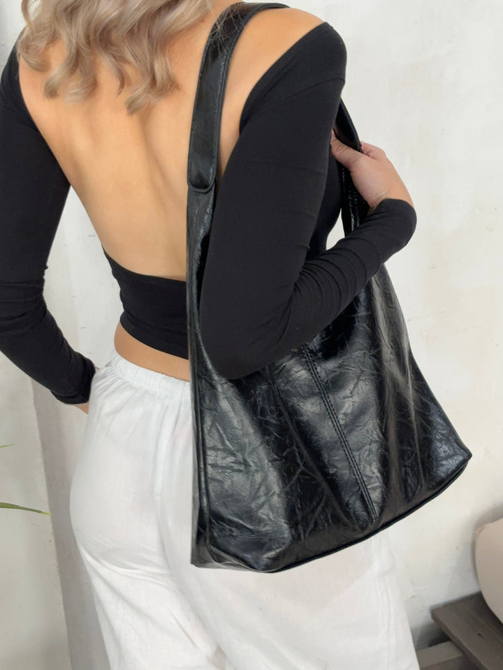 Retro Distressed Leather Tote Bag