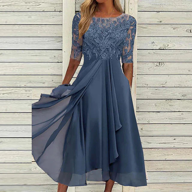 Helma - Sophisticated Navy Blue Evening Dress