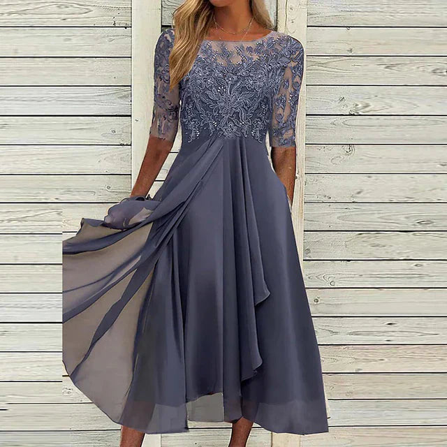 Helma - Sophisticated Navy Blue Evening Dress
