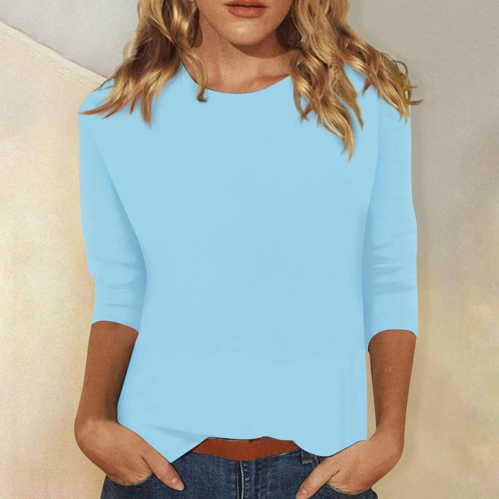 Chic 3/4 Sleeve Casual Women's Top with Curved Hem by Heidi Fashion