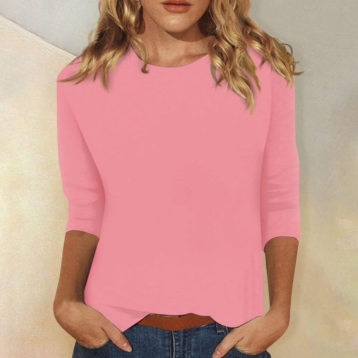 Chic 3/4 Sleeve Casual Women's Top with Curved Hem by Heidi Fashion
