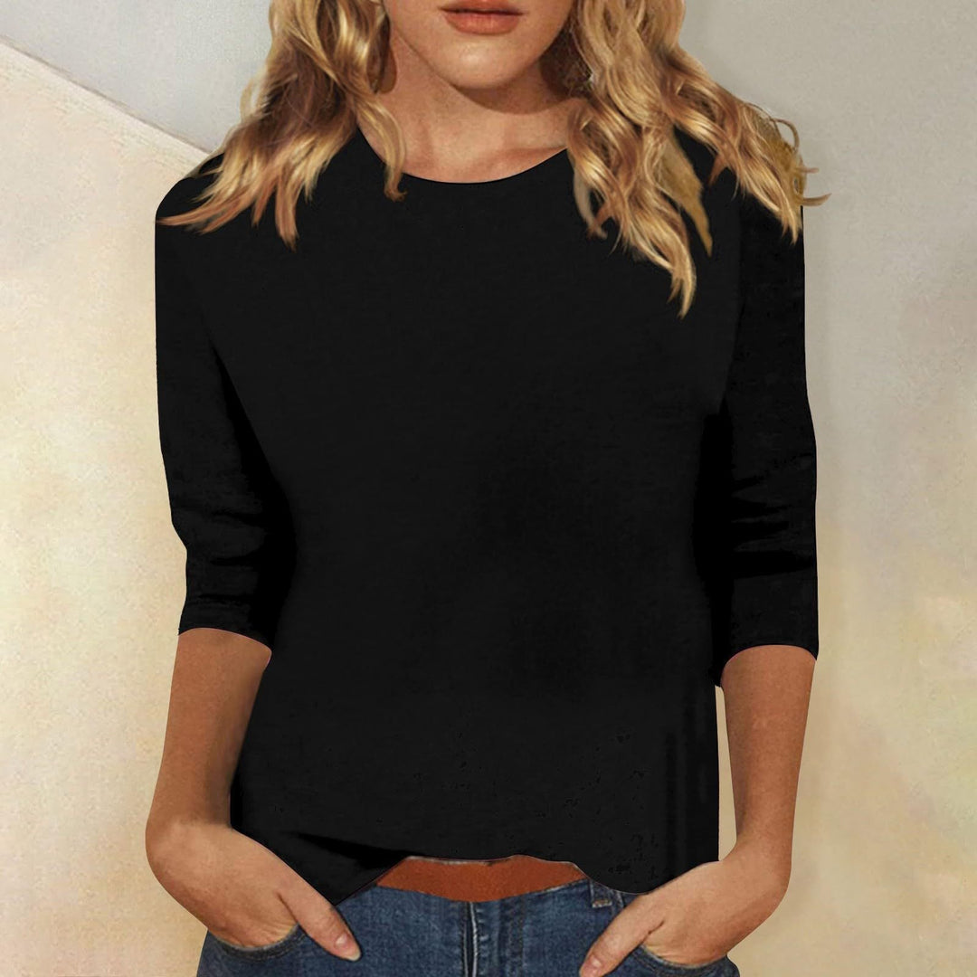 Chic 3/4 Sleeve Casual Women's Top with Curved Hem by Heidi Fashion
