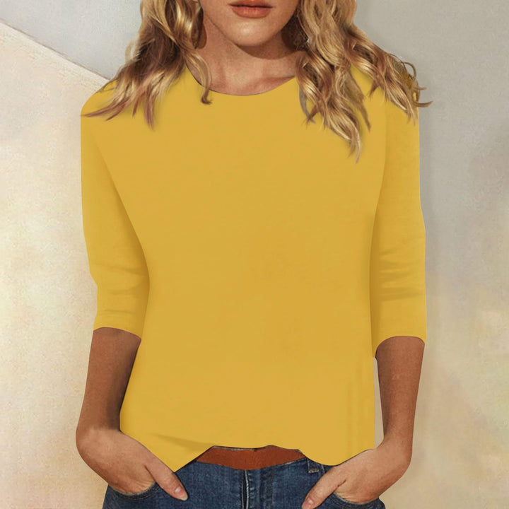 Chic 3/4 Sleeve Casual Women's Top with Curved Hem by Heidi Fashion