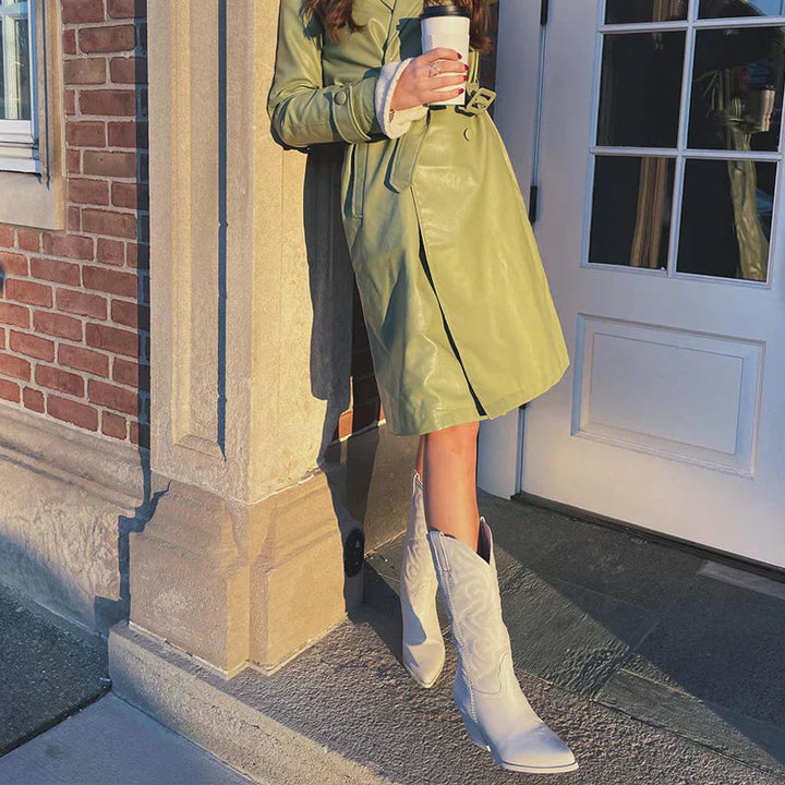 Stylish Metallic Western Ankle Boots
