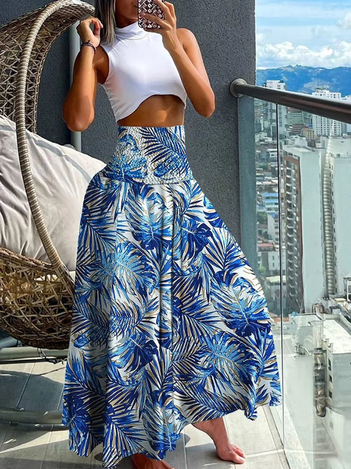 Elegant Flowing A-Line Skirt with High Waist and Comfortable Elastic Band