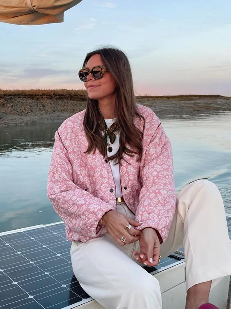 BLOOM – Women's Pink Quilted Patchwork Coat