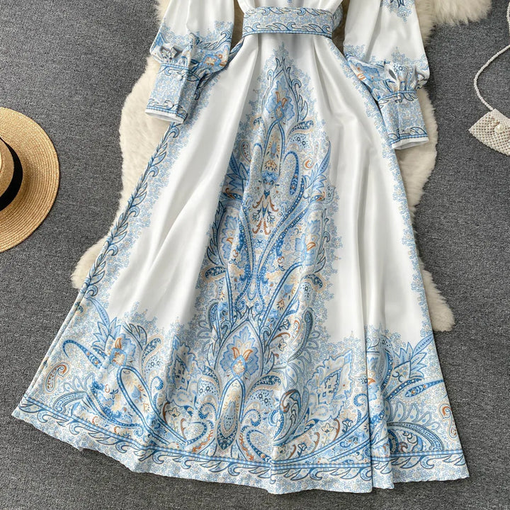 Floral A-Line Dress Featuring a Belted Waist