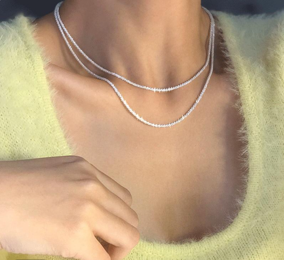 Women's Celestial Necklace with Silver Double Chain