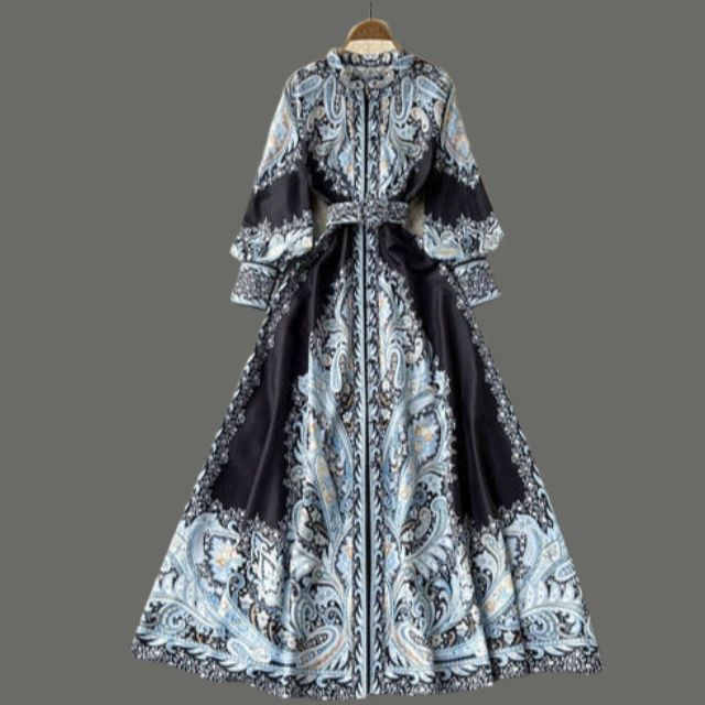 Floral A-Line Dress Featuring a Belted Waist