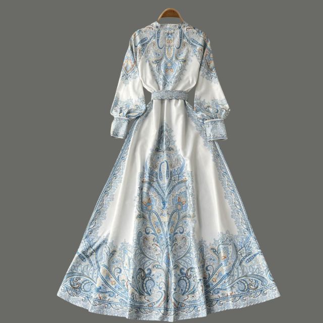 Floral A-Line Dress Featuring a Belted Waist
