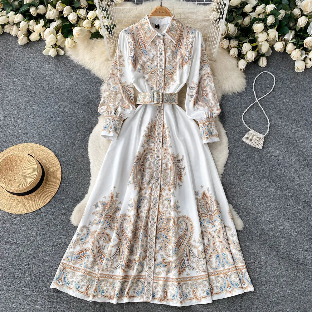 Floral A-Line Dress Featuring a Belted Waist