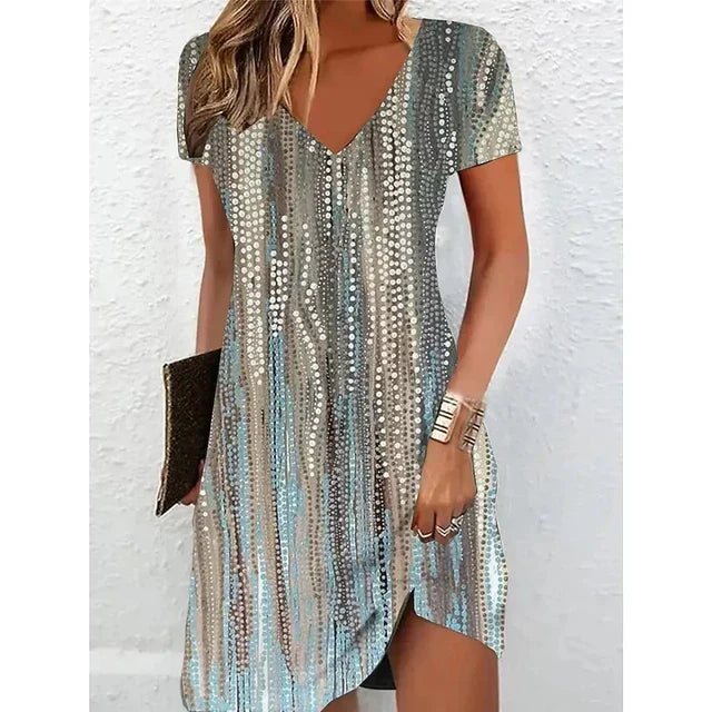 Glittering Sequin Cocktail Dress in Champagne