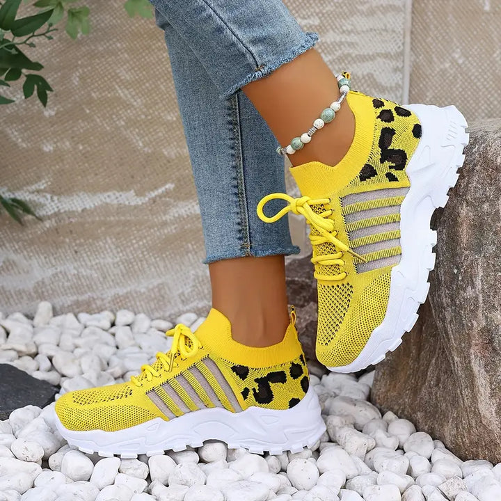 Ventilated Leopard Print Sneakers