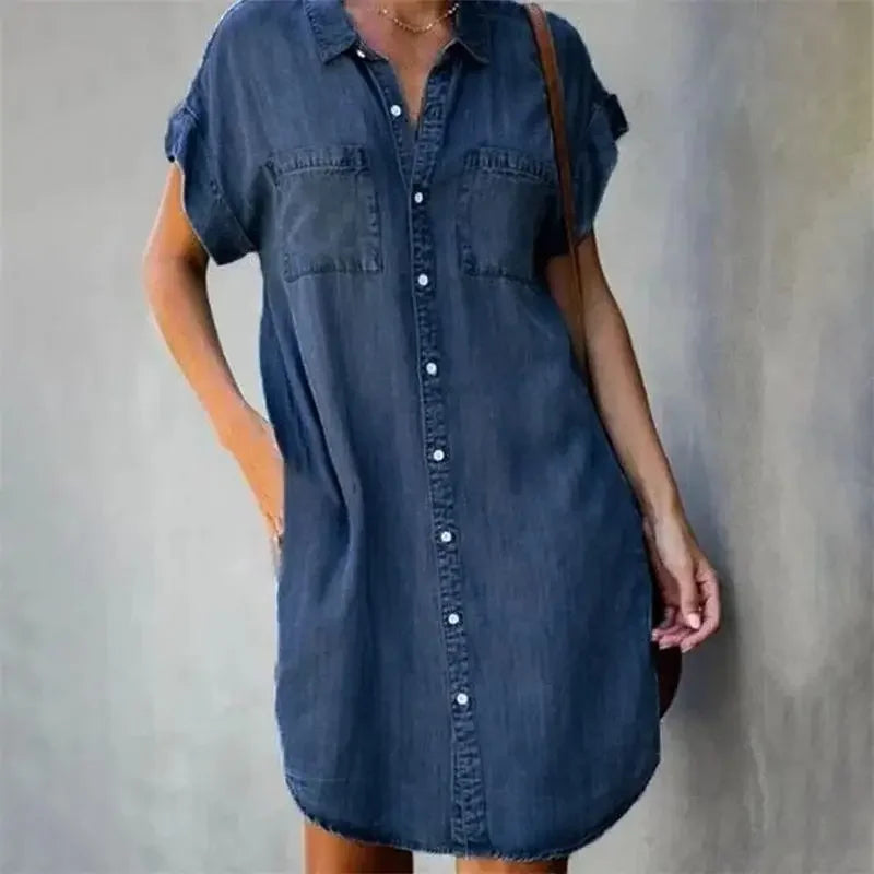 Summer Breeze Collection: Dagen Denim Dress" can be rewritten as "Dagen Denim Dress from the Summer Breeze Collection.