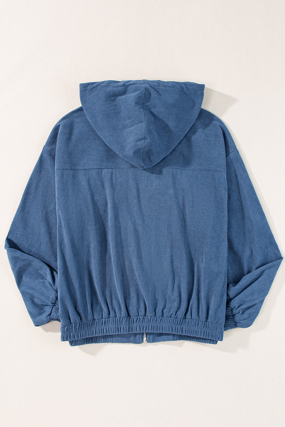Teal Hooded Zip Jacket with Adjustable Drawstring