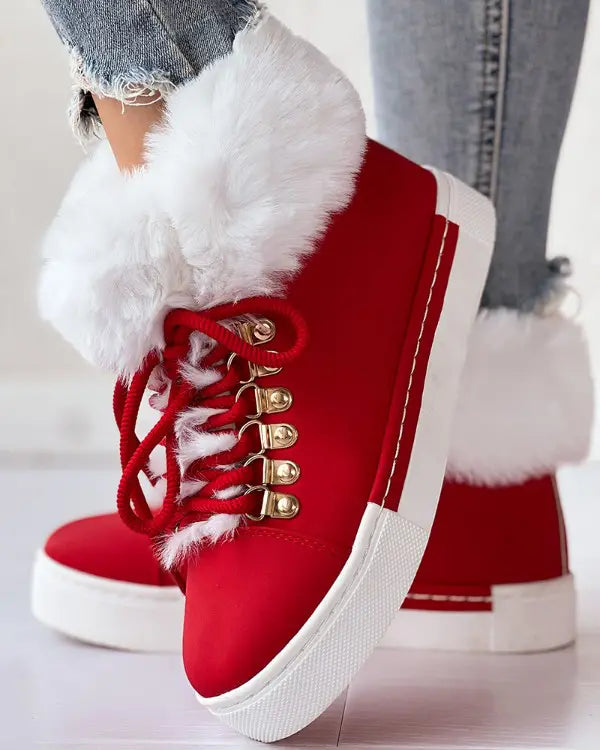 Stylish Lace-Up Padded Ankle Booties
