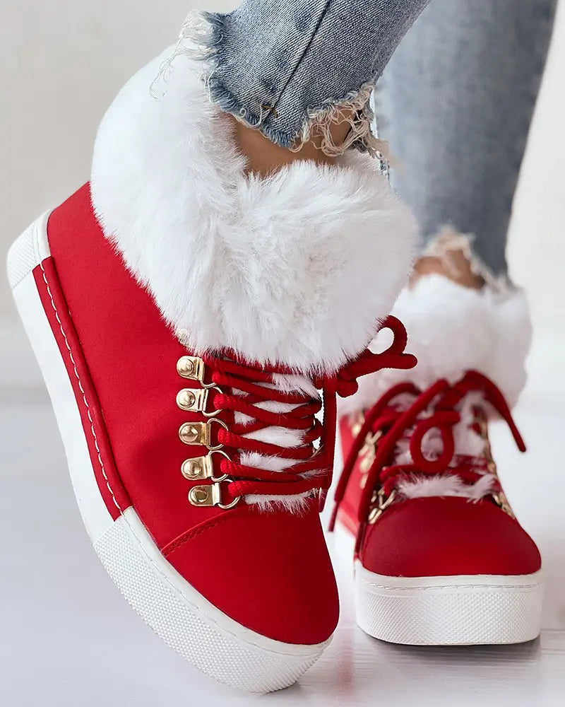 Stylish Lace-Up Padded Ankle Booties