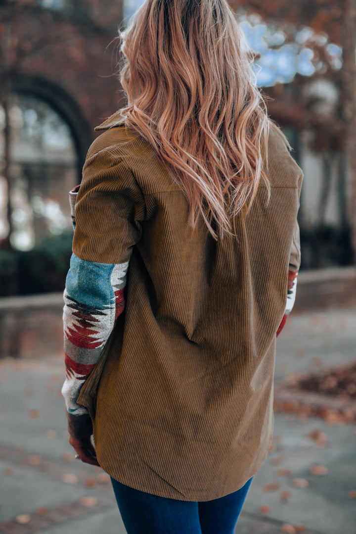 Aztec-Patterned Corduroy Jacket