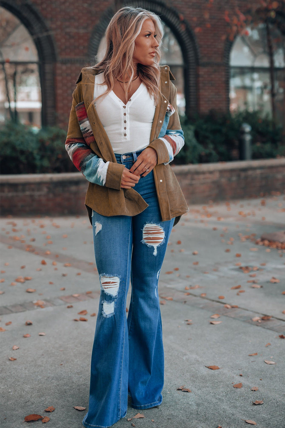 Aztec-Patterned Corduroy Jacket