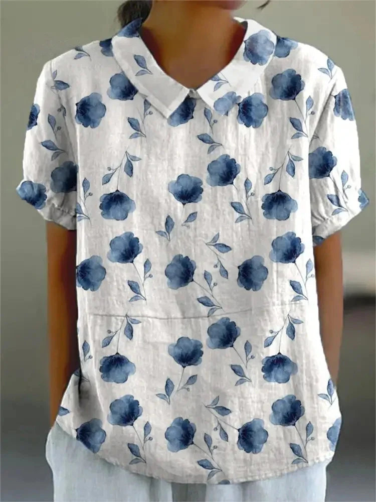 Floral Print Cotton Blouse