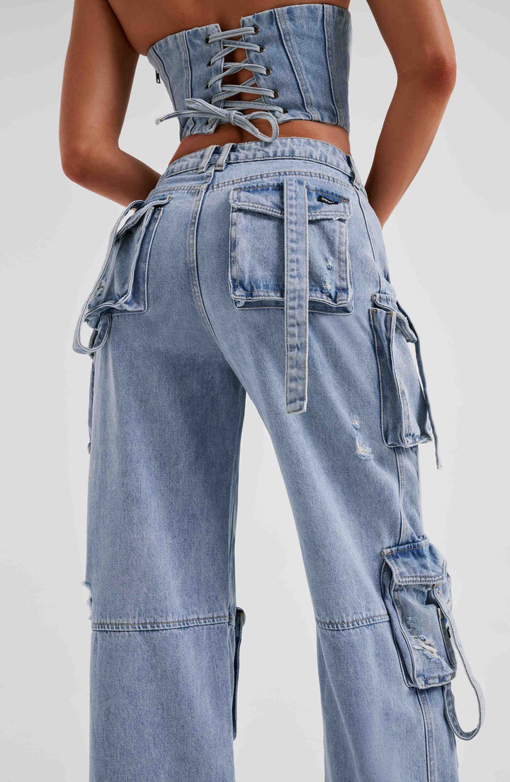 Stylish Women's Denim Cargo Trousers