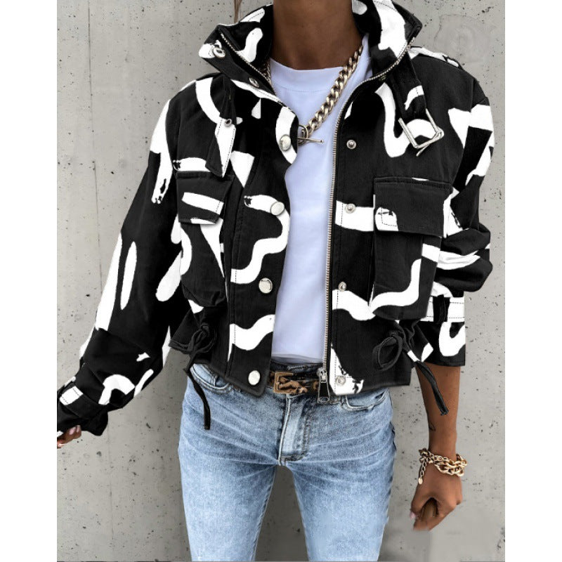 Stylish Women's Stand-Up Collar Jacket