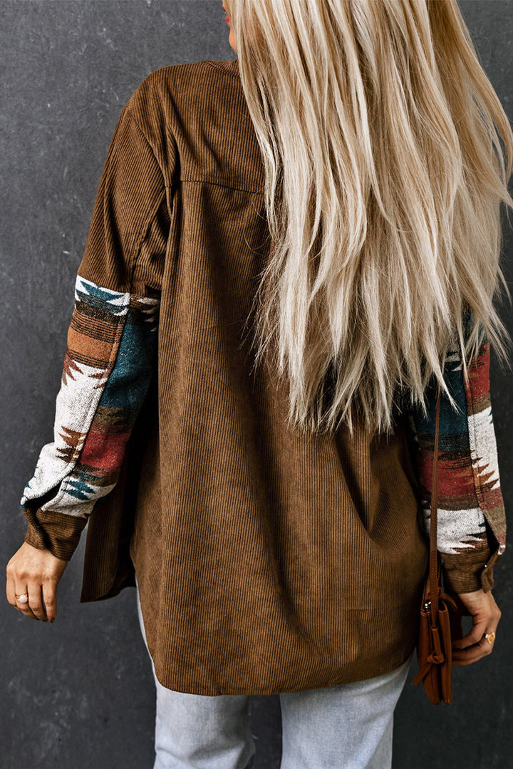Aztec-Patterned Corduroy Jacket