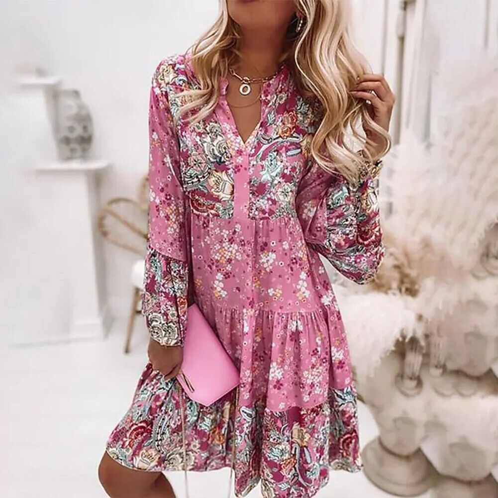 Bries – Floral Print Bohemian Midi Dress
