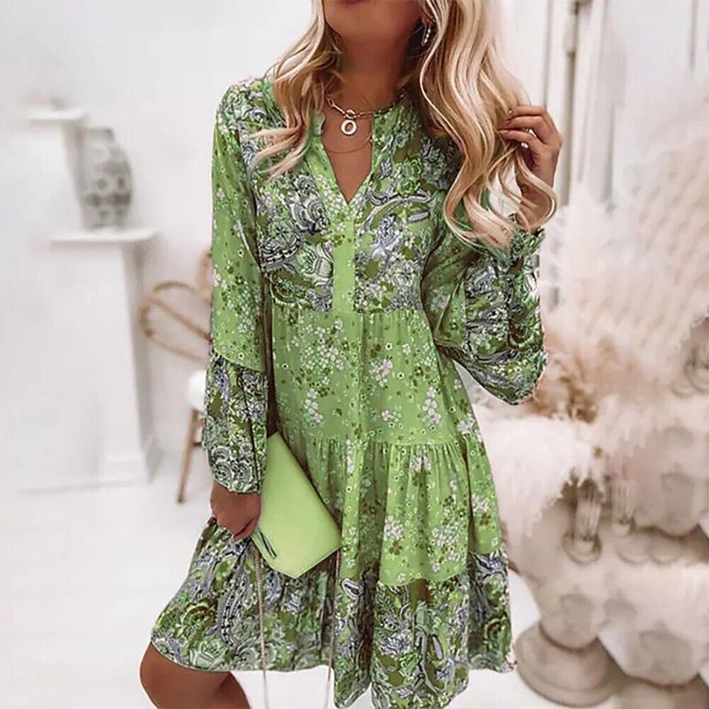 Bries – Floral Print Bohemian Midi Dress