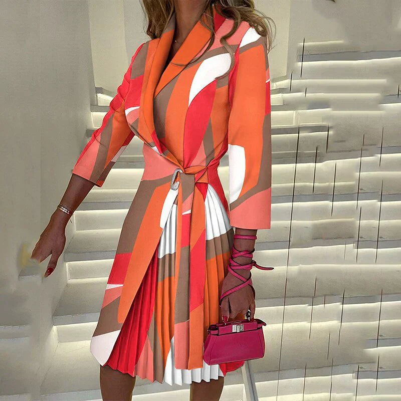 Stylish Notched Collar Blazer Dress