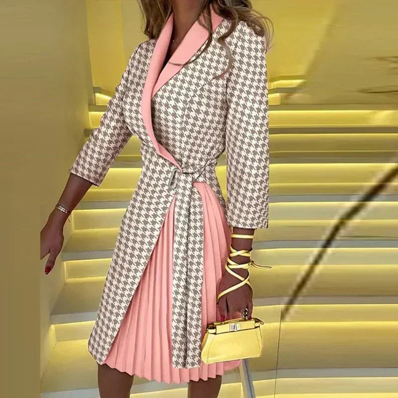 Stylish Notched Collar Blazer Dress